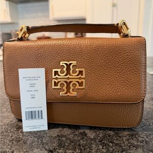 Tory Burch Britten Mini Top Handle Bag with Gold Accents